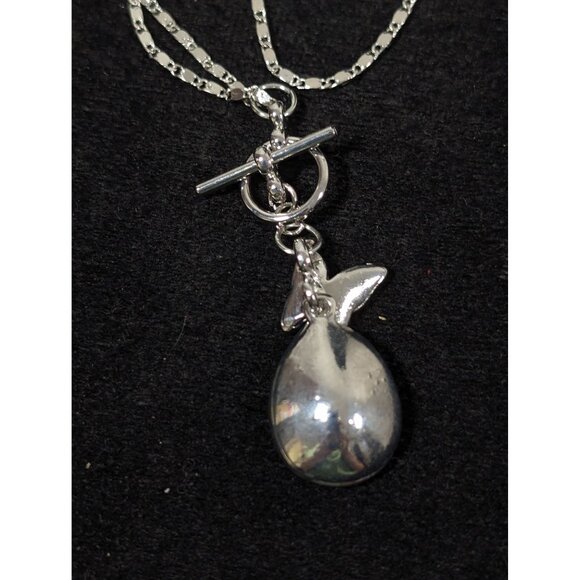 Boho Butterfly Teardrop Pendant AB Crystal Pave Toggle Necklace Silver Tone 18" - Picture 9 of 10